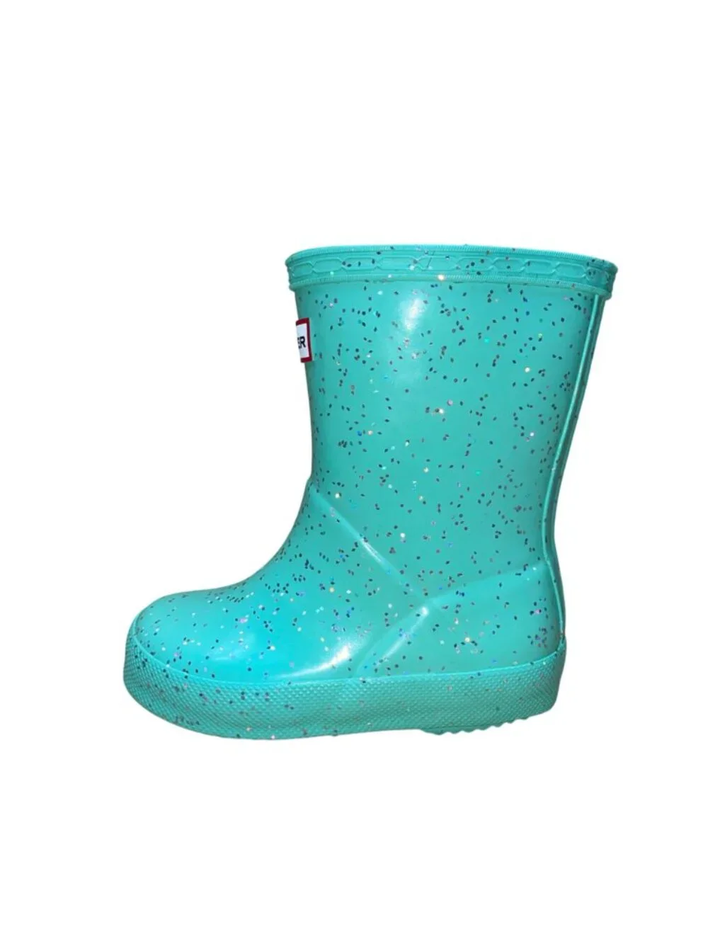 Hunter Kids Teal Rubber Glitter Waterproof Rain Boots Size US 6/7